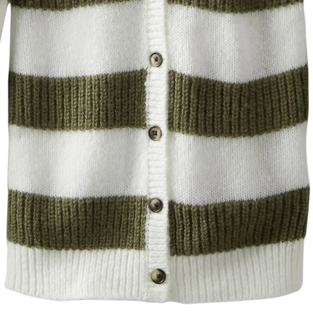 NWT Oshkosh B'gosh Girls Knit Sweater Green Striped Cardigan L/S Top 6, … - Picture 4 of 5